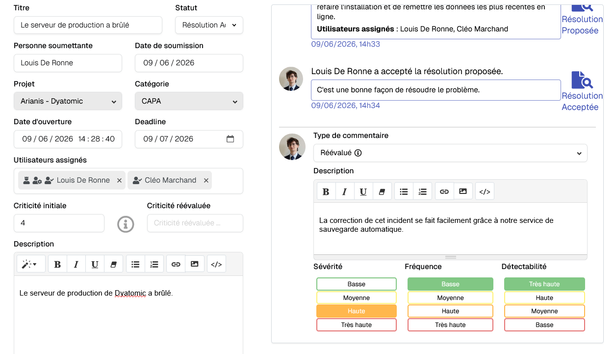 Emplacement screenshot gestion CAPA Praeventis